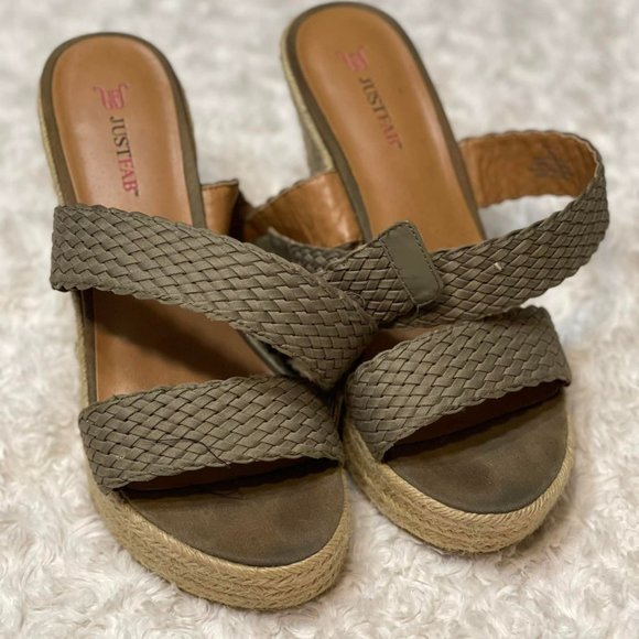 Just Fab Army Green Breeze Wedges - Picture 2 of 6